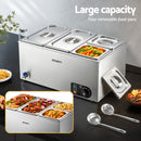 Devanti Commercial Food Warmer Bain Marie 4 Electric Buffet Pans-5