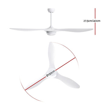 Devanti 52'' Ceiling Fan DC Motor w/Light w/Remote - White - 0