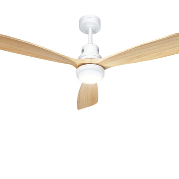 Devanti 52'' Ceiling Fan DC Motor LED Light Remote - Light Wood - 0