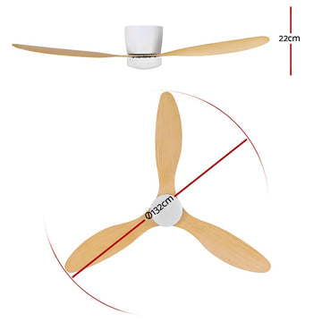 Devanti 52'' Ceiling Fan DC Motor w/Light w/Remote - Light Wood - 0