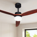 Devanti 52'' Ceiling Fan DC Motor 3 Blades w/Light - Dark Wood-1
