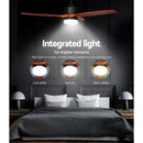 Devanti 52'' Ceiling Fan DC Motor 3 Blades w/Light - Dark Wood-7
