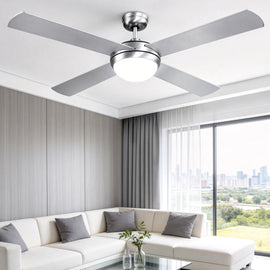 Devanti 52'' Ceiling Fan AC Motor w/Light w/Remote - Silver