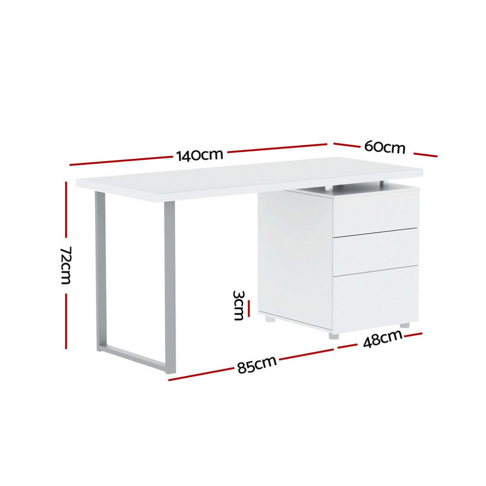 Artiss Computer Desk Drawer White 140CM - 0