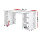 Artiss Computer Desk Bookshelf White 150CM-2