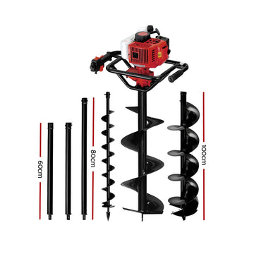 Giantz Post Hole Diggers Petrol Digger Extension Auger Bits - 0