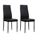 Artiss Dining Chairs Set of 4 Leather Channel Tufted Black-1