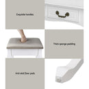 Artiss Dressing Table Stool Set Foldable Mirror White-8