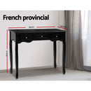 Artiss Console Table 3 Drawers Black Hamptons-4