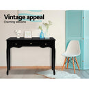 Artiss Console Table 3 Drawers Black Hamptons-5