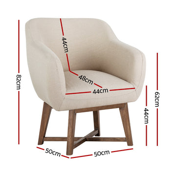 Artiss Armchair Tub Chair Beige Aston - 0