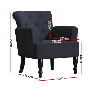 Artiss Armchair Wingback Charcoal Lothair - 0