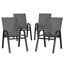 Gardeon 4PC Outdoor Dining Chairs Stackable Lounge Chair Patio Furniture Grey-1
