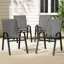 Gardeon 4PC Outdoor Dining Chairs Stackable Lounge Chair Patio Furniture Grey-7