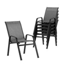 Gardeon 6PC Outdoor Dining Chairs Stackable Lounge Chair Patio Furniture Grey-1