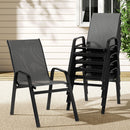 Gardeon 6PC Outdoor Dining Chairs Stackable Lounge Chair Patio Furniture Grey-7