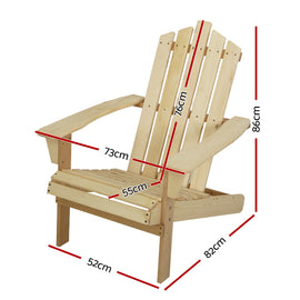 Gardeon Adirondack Outdoor Chairs Wooden Beach Chair Patio Furniture Garden Natural - 0