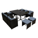 Gardeon Outdoor Dining Set 11 Piece Wicker Table Chairs Setting Black-1