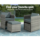 Gardeon Outdoor Dining Set 13 Piece Wicker Table Chairs Setting Grey-6