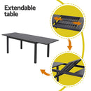 Gardeon Outdoor Dining Set 9PCS Aluminum Extendable Table Chairs Patio Furniture-7