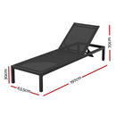 Gardeon Sun Lounge Outdoor Lounger Aluminium Folding Beach Chair Wheels Black-2