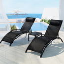 Gardeon 3PC Sun Lounge Outdoor Lounger Steel Table Chairs Patio Furniture Garden-7