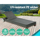 Gardeon Sun Lounge Wicker Lounger Outdoor Furniture Day Bed Wheels Patio Black-5