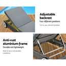 Gardeon Sun Lounge Wicker Lounger Outdoor Furniture Day Bed Wheels Patio Grey-4