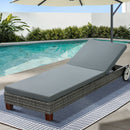 Gardeon Sun Lounge Wicker Lounger Outdoor Furniture Day Bed Wheels Patio Grey-7