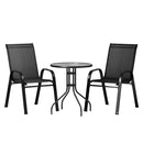 Gardeon 3PC Outdoor Bistro Set Table and Chairs Stackable Patio Furniture Black-1