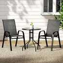 Gardeon 3PC Outdoor Bistro Set Table and Chairs Stackable Patio Furniture Black-7