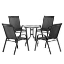 Gardeon 5PC Bistro Set Outdoor Table and Chairs Stackable Outdoor Furniture Black-1