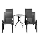 Gardeon 5PC Bistro Set Outdoor Table and Chairs Stackable Outdoor Furniture Black-3