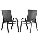 Gardeon 2PC Outdoor Dining Chairs Stackable Lounge Chair Patio Furniture Black-1