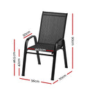 Gardeon 2PC Outdoor Dining Chairs Stackable Lounge Chair Patio Furniture Black-2