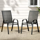 Gardeon 2PC Outdoor Dining Chairs Stackable Lounge Chair Patio Furniture Black-7