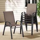 Gardeon 6PC Outdoor Dining Chairs Stackable Lounge Chair Patio Furniture Brown-1
