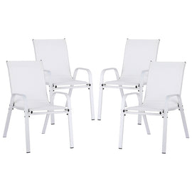 Gardeon 4PC Outdoor Dining Chairs Stackable Lounge Chair Patio Furniture White