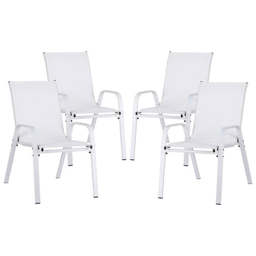 Gardeon 4PC Outdoor Dining Chairs Stackable Lounge Chair Patio Furniture White