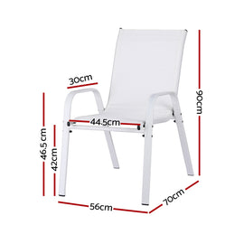 Gardeon 4PC Outdoor Dining Chairs Stackable Lounge Chair Patio Furniture White - 0