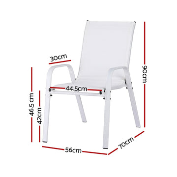 Gardeon 4PC Outdoor Dining Chairs Stackable Lounge Chair Patio Furniture White - 0