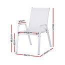 Gardeon 6PC Outdoor Dining Chairs Stackable Lounge Chair Patio Furniture White-2
