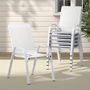 Gardeon 6PC Outdoor Dining Chairs Stackable Lounge Chair Patio Furniture White-7
