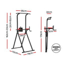 Everfit Chin Up Tower Pull Up Station Adjustable Dip Station Folding Home Gym Black-2
