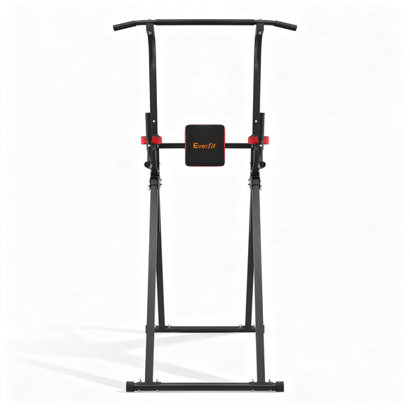 Everfit Chin Up Tower Pull Up Station Adjustable Dip Station Folding Home Gym Black