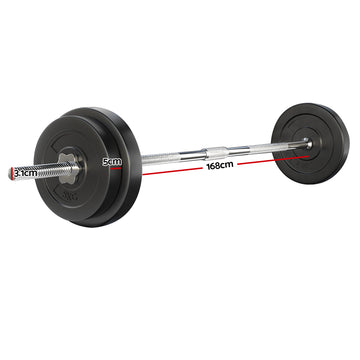 Everfit 38kg Barbell Set Weight Plates Bar Lifting Bench 168cm - 0