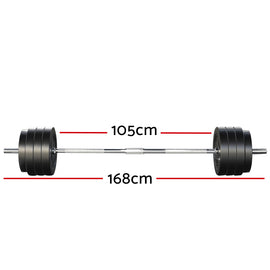 Everfit 78kg Barbell Set Weight Plates Bar Lifting Bench 168cm - 0