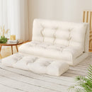 Artiss Floor Lounge Sofa Bed 2 Seater Pillow Leather White-7