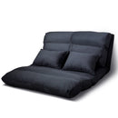 Artiss Floor Lounge Sofa Bed 2-seater Charcoal Suede-8