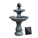 Gardeon Solar Water Feature 3-Tier Fountain with Pump Kit Bird Bath 93CM Black-1